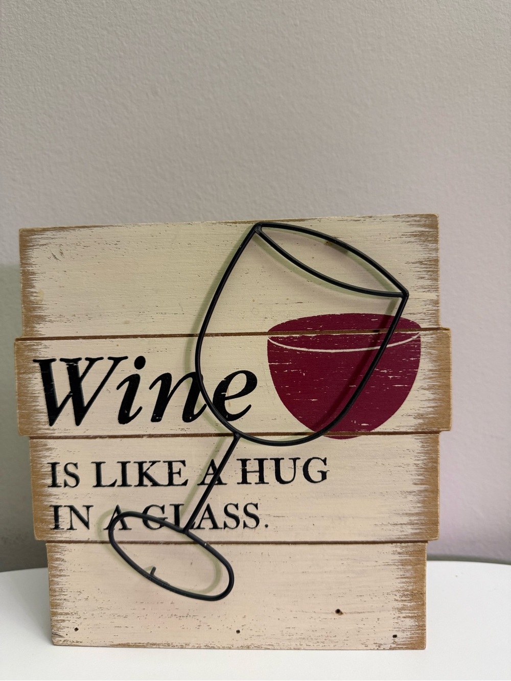 Hallmark "Wine Is Like A Hug In A Glass" Wooden Block Sign Tabletop Wall Decor